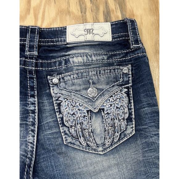 Miss Me Jeans Capris Crop Women’s Size 26 Mid Rise Embellished Medium Wash Denim - Picture 5 of 14
